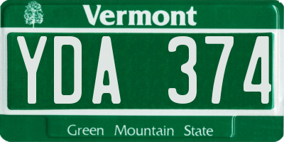 VT license plate YDA374