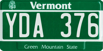 VT license plate YDA376