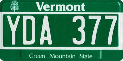 VT license plate YDA377