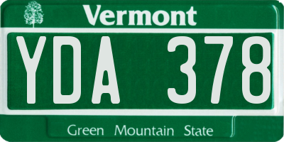VT license plate YDA378