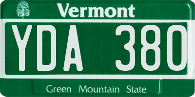 VT license plate YDA380