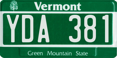 VT license plate YDA381