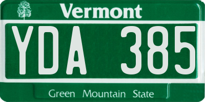 VT license plate YDA385