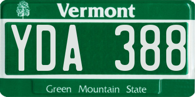 VT license plate YDA388