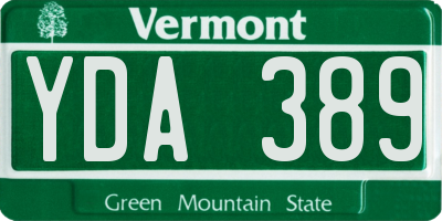 VT license plate YDA389
