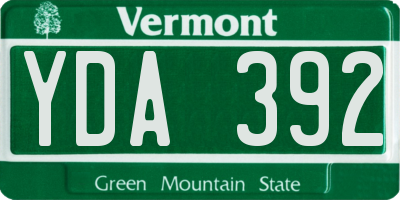 VT license plate YDA392