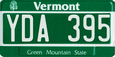 VT license plate YDA395