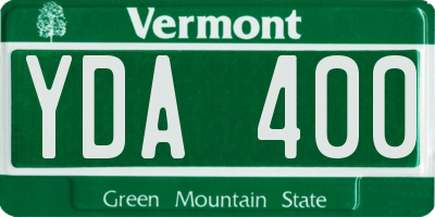 VT license plate YDA400