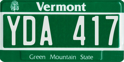 VT license plate YDA417