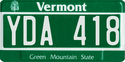 VT license plate YDA418
