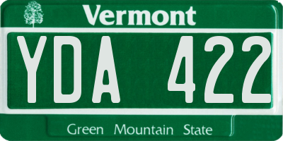 VT license plate YDA422
