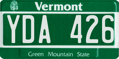 VT license plate YDA426