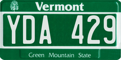 VT license plate YDA429