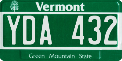 VT license plate YDA432