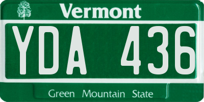 VT license plate YDA436