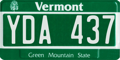 VT license plate YDA437