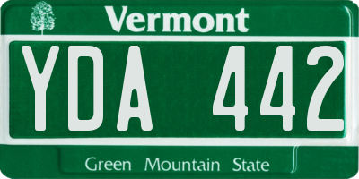 VT license plate YDA442