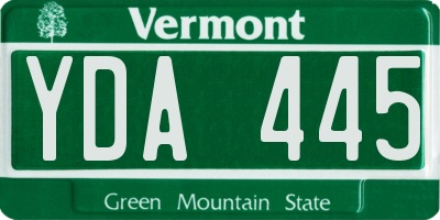 VT license plate YDA445
