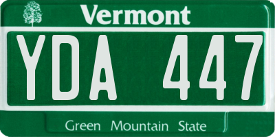 VT license plate YDA447