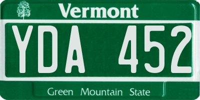 VT license plate YDA452