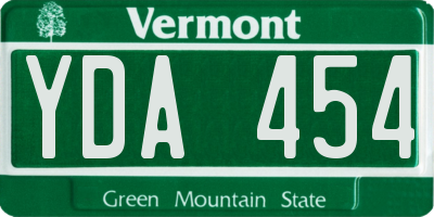 VT license plate YDA454