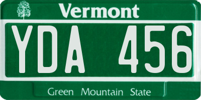 VT license plate YDA456