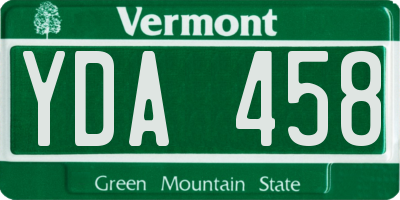 VT license plate YDA458