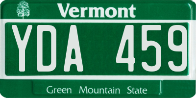 VT license plate YDA459