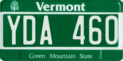 VT license plate YDA460