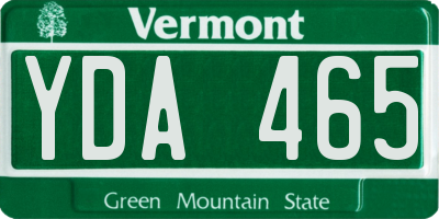 VT license plate YDA465