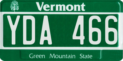 VT license plate YDA466