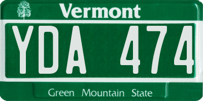 VT license plate YDA474