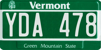 VT license plate YDA478