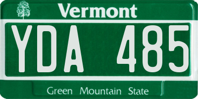 VT license plate YDA485