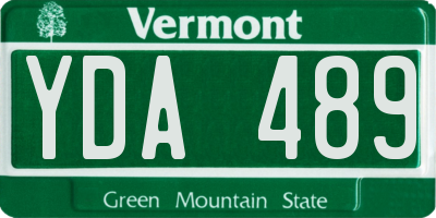 VT license plate YDA489