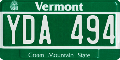 VT license plate YDA494