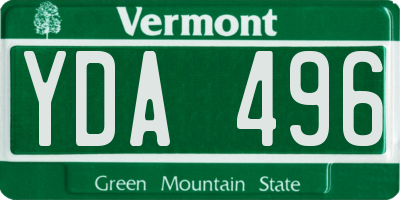 VT license plate YDA496