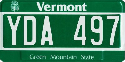 VT license plate YDA497