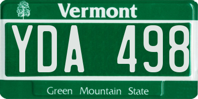 VT license plate YDA498