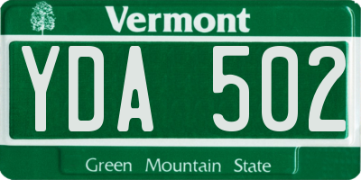 VT license plate YDA502