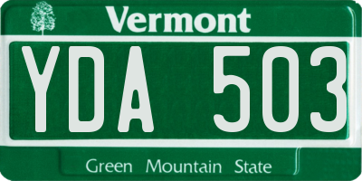 VT license plate YDA503