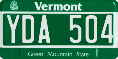 VT license plate YDA504
