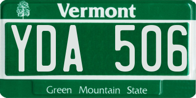 VT license plate YDA506