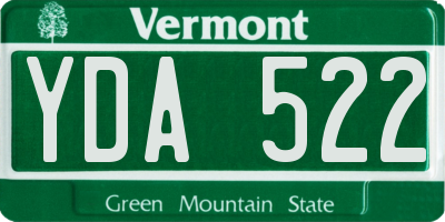 VT license plate YDA522
