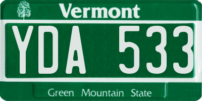 VT license plate YDA533