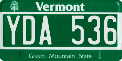 VT license plate YDA536