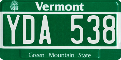 VT license plate YDA538