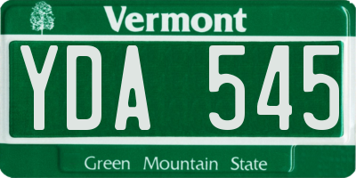VT license plate YDA545
