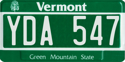 VT license plate YDA547