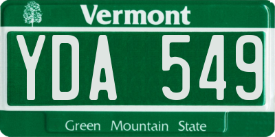 VT license plate YDA549